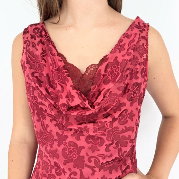 Vintage ECI NY Whimsigoth Fairy Grunge Silk Blend Velvet Burnout Cowl Dress 4 - Picture 3 of 16